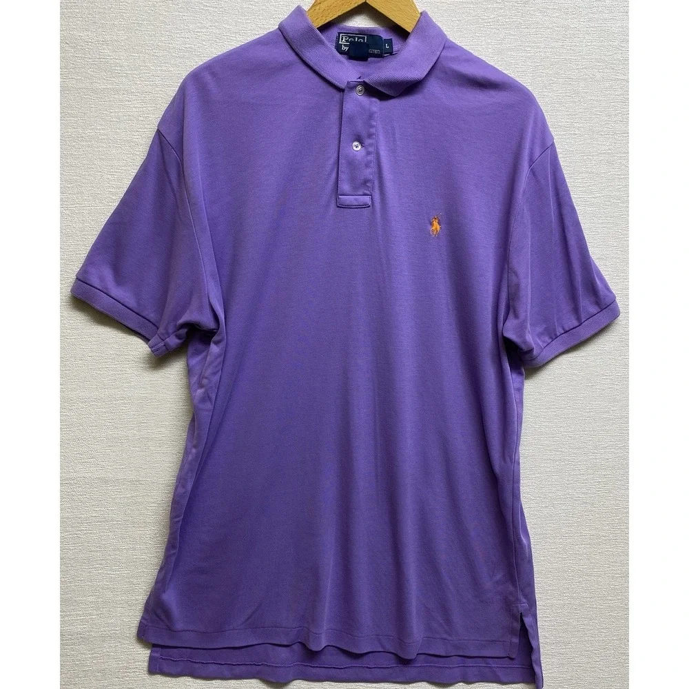 Polo Ralph Lauren Purple Polo Shirt Men's Large Short Sleeve Cotton Collared‎